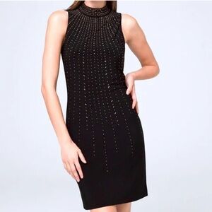 NWT White House Black Market Embellished Black Sleeveless Shift Dress Size XS
